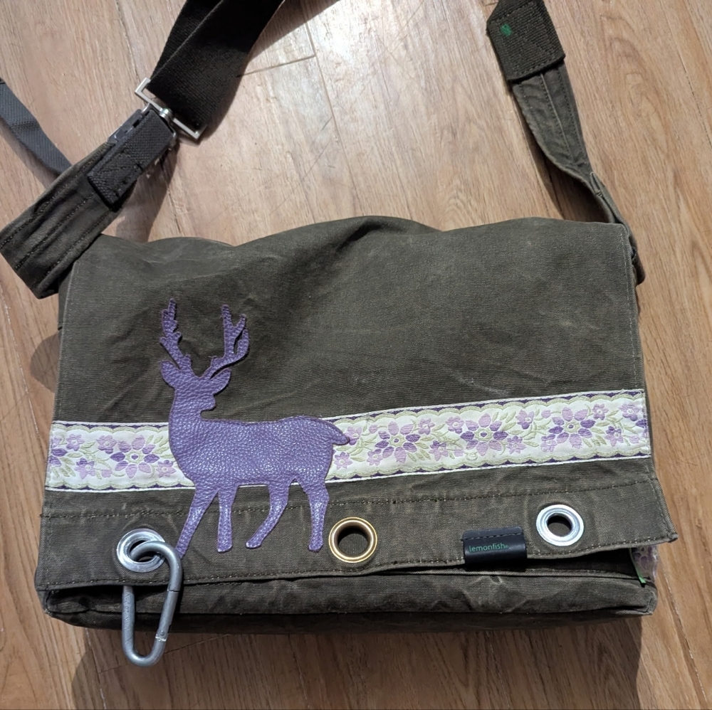 Lemonfish Canvas Real Leather Purse German Brand Sachel Laptop Bag Y2K 2000s